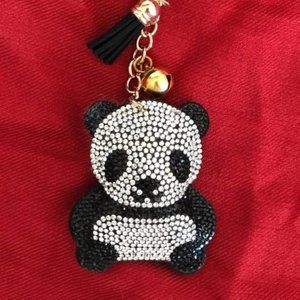 Sparkling Rhinestone Black and White Panda Bag Charm Key Chain